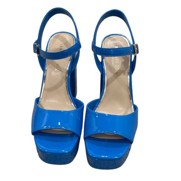Kenneth Cole New York Blue Patent Dolly Wedge Sandal - Picture 6 of 9